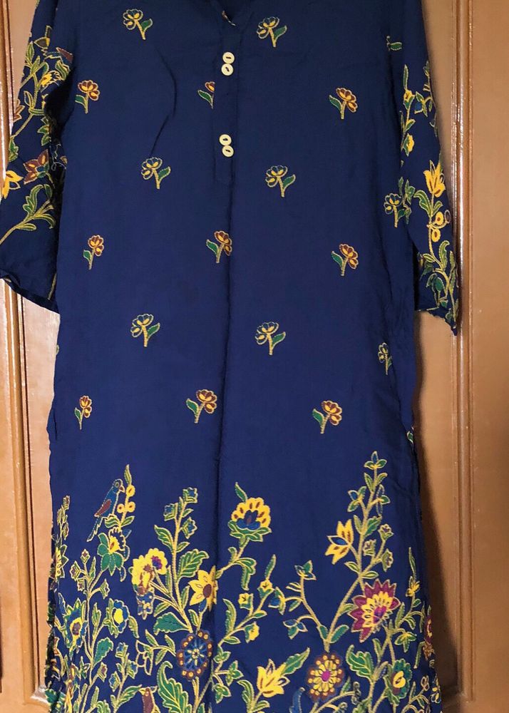 Navy Blue Printed Kurta Set