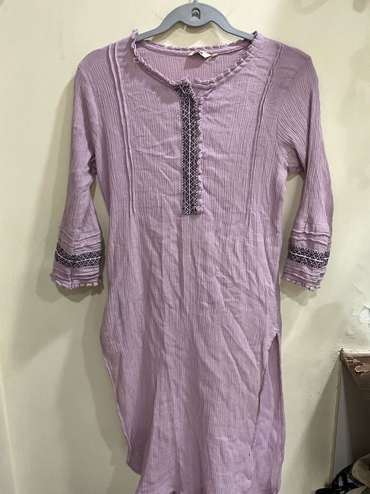 Lavender Embroidered Kurta