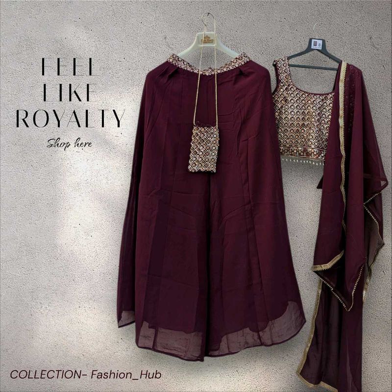 🌸 Maroon Palazzo Set With Purse 🌸