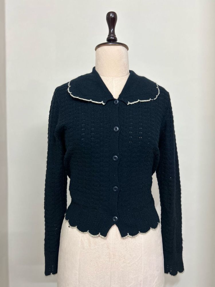Vintage Black Knit Cardigan