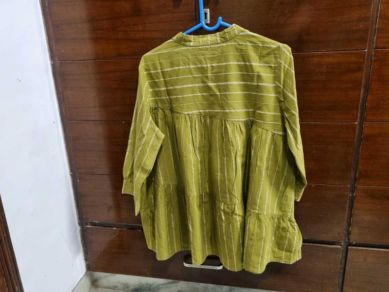 Cute Striped Green Kurti Short