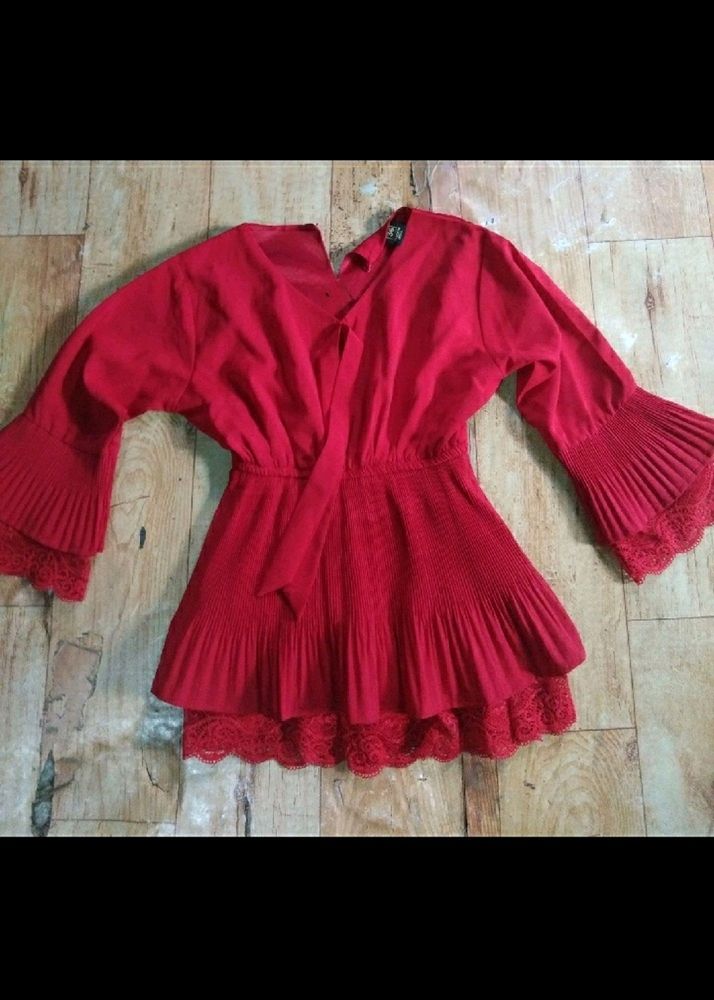 Beautiful Maroon Color Top With Laces