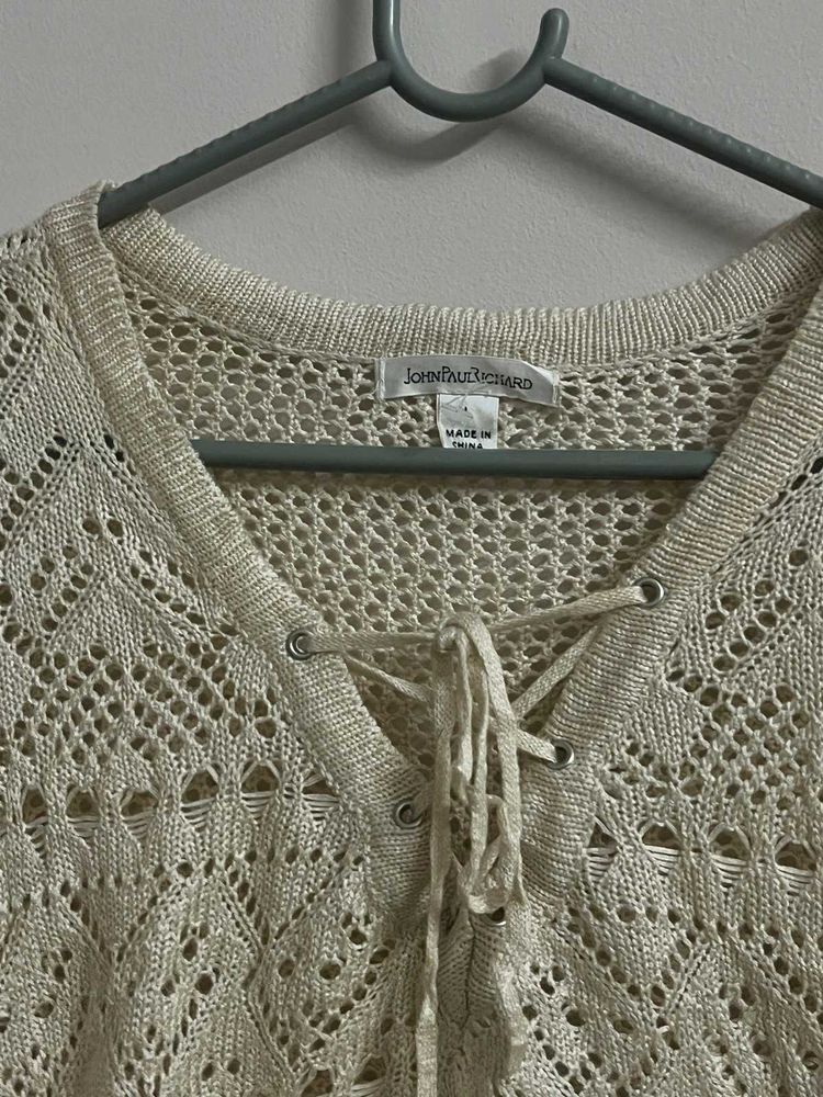 John Paul Richard Lace-Up Knit Top