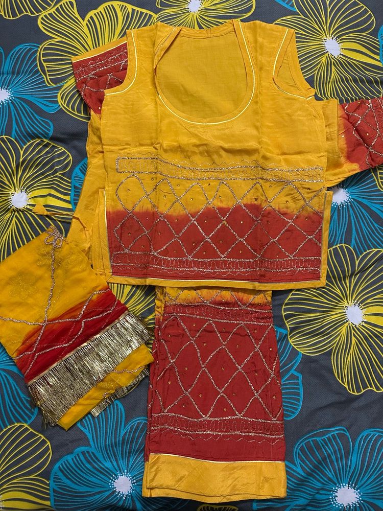 Yellow &amp; Red Salwar Kameez