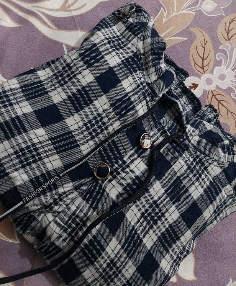 Blue &amp; White Plaid Top