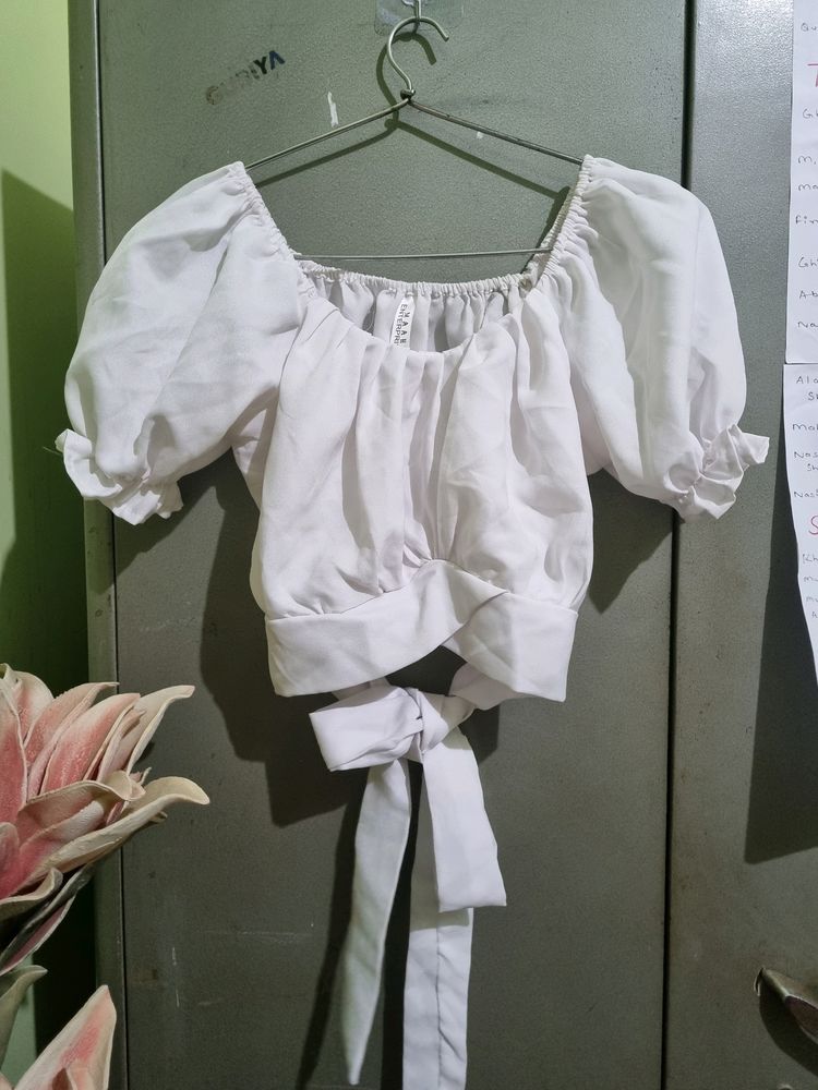 Stylish White Style Back Top