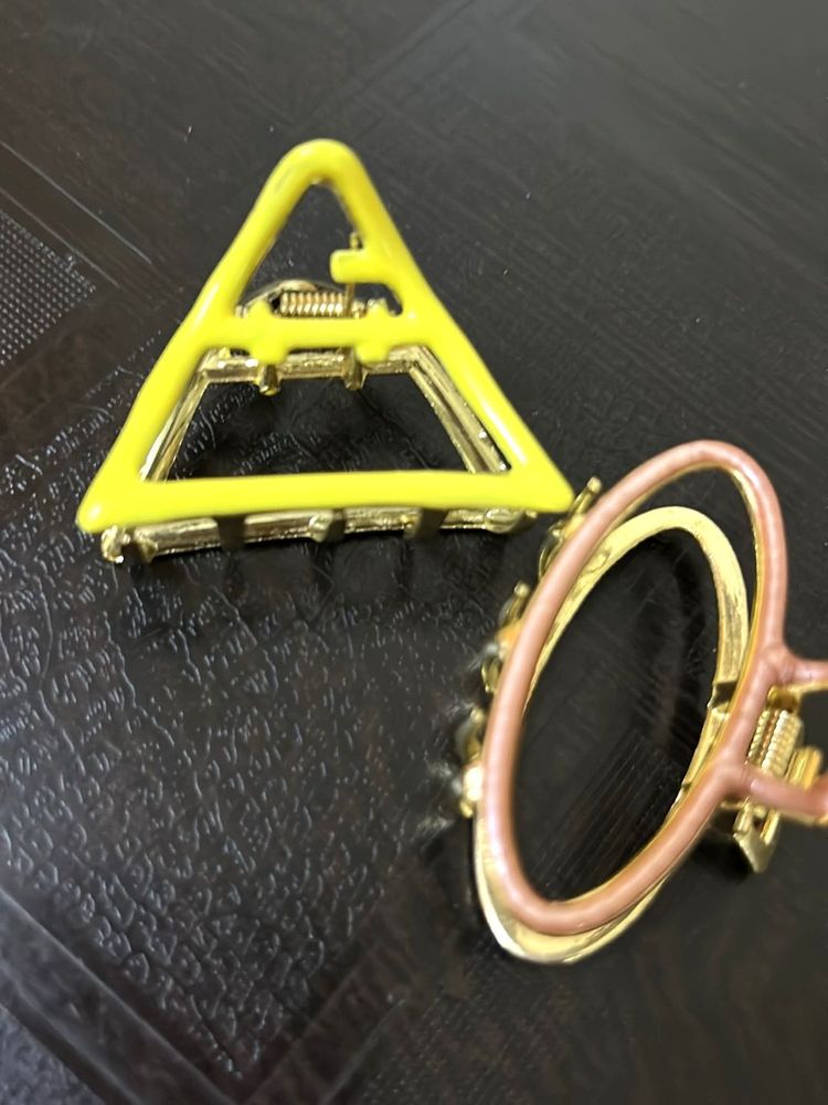 Claw Clips - Yellow Triangle &amp; Pink Oval