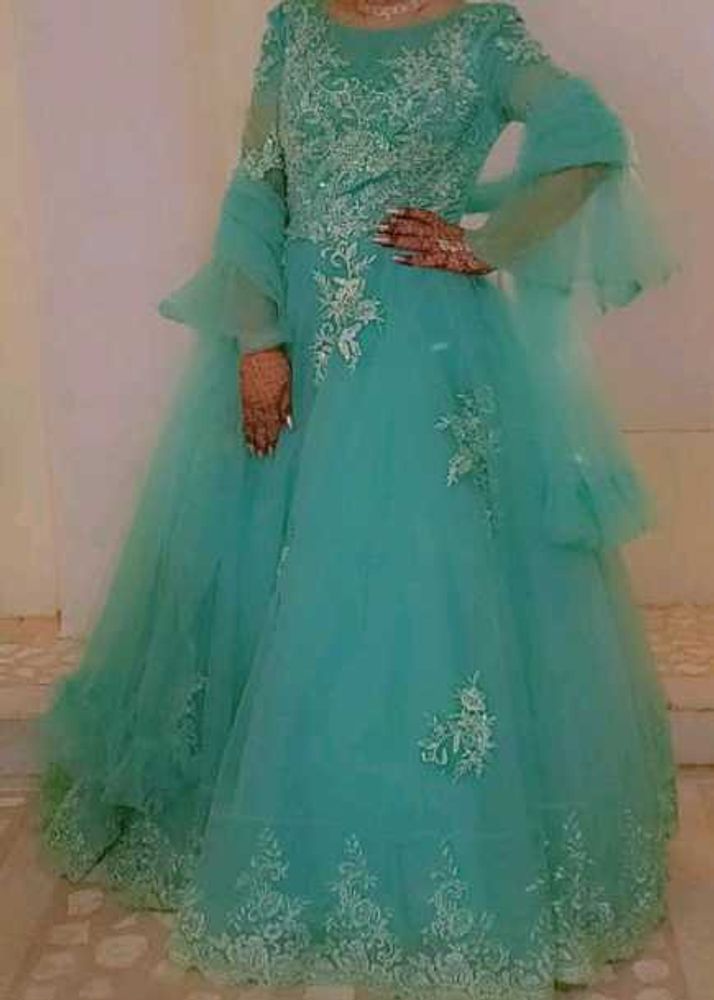 designer heavy ball gown (sky blue colour)