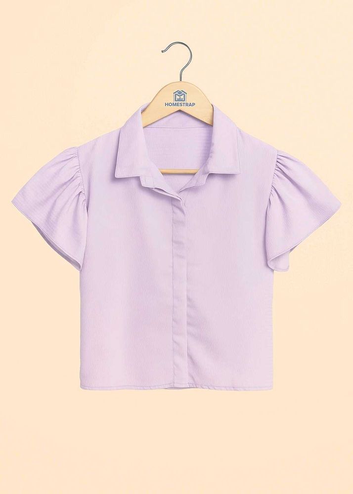 Lilac Puff Sleeve Blouse Shirt