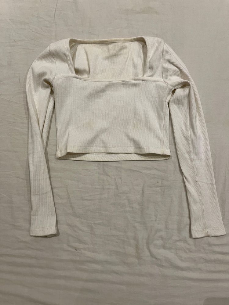 Cream Long Sleeve Top