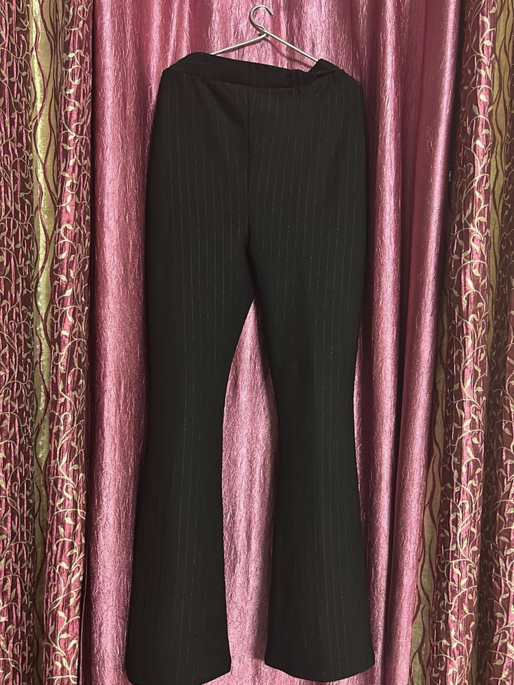 Pinstripe Flare Pants with Crop Top