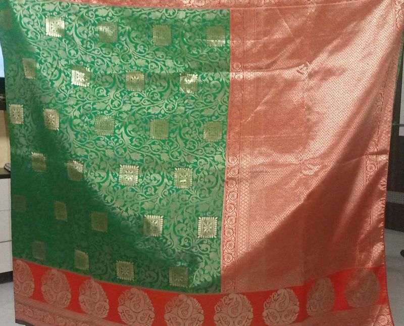 Green Orange 🧡 Saree