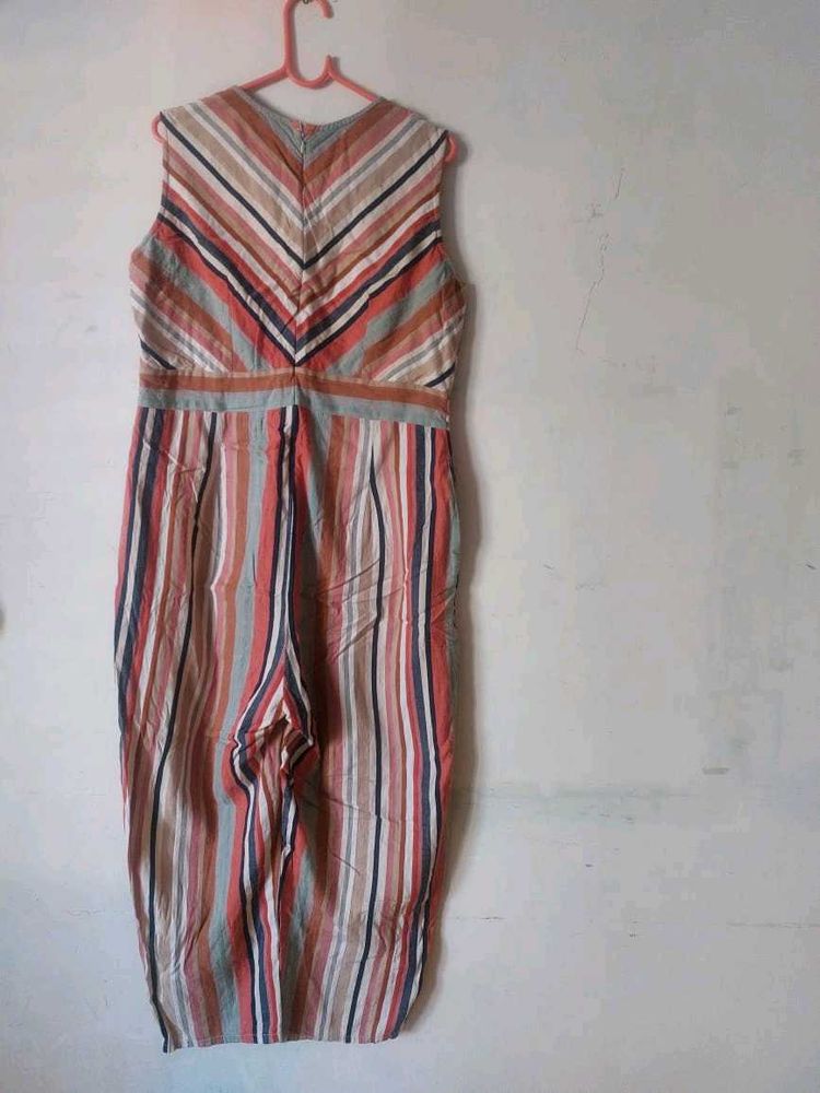 Striped Sleeveless Jumpsuit