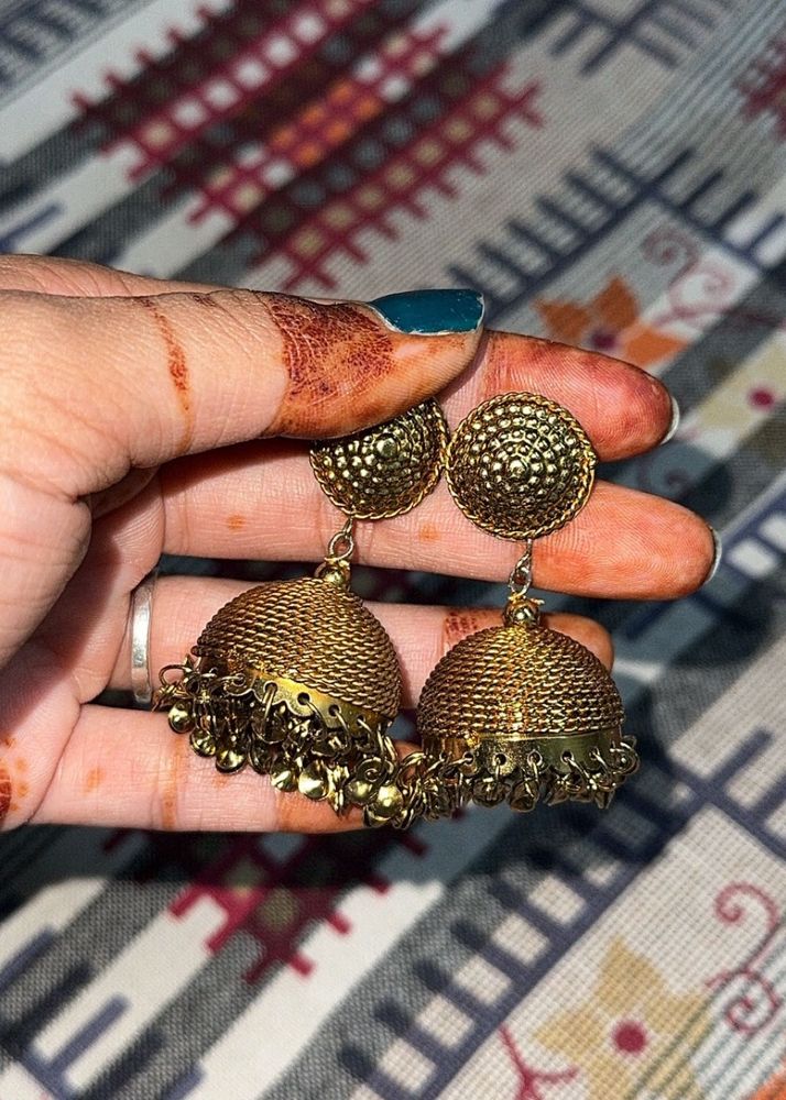 Golden Jhumka Earrings