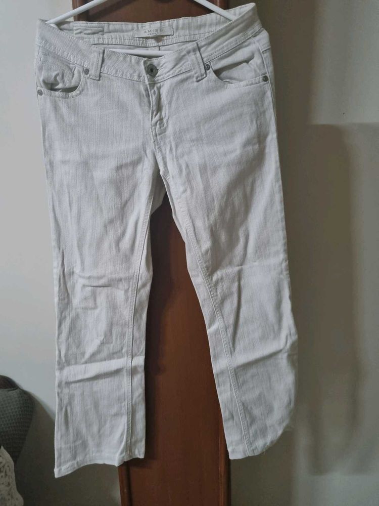 White Straight Fit Jeans
