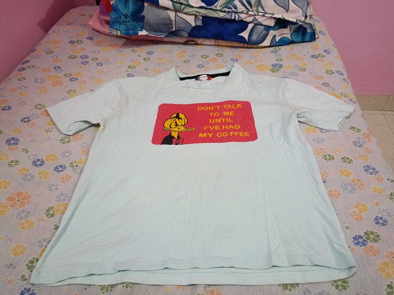 Combo Of Oversized Shirt And Coffee Cartoon T-Shir