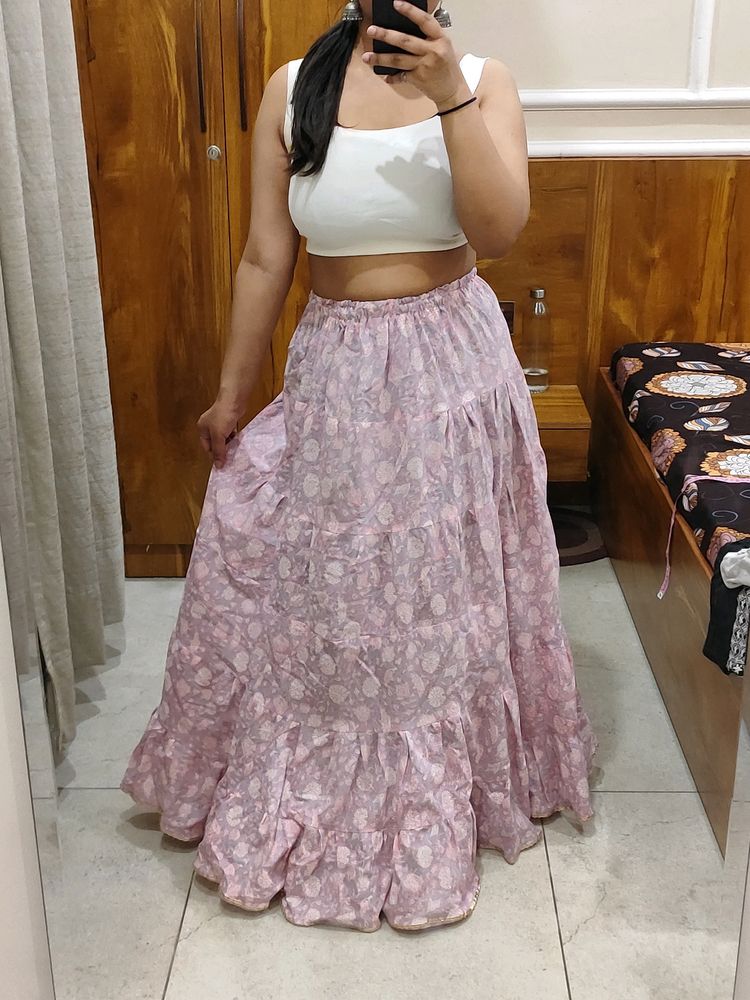 Floral long Ethnic Ruffled Skirt