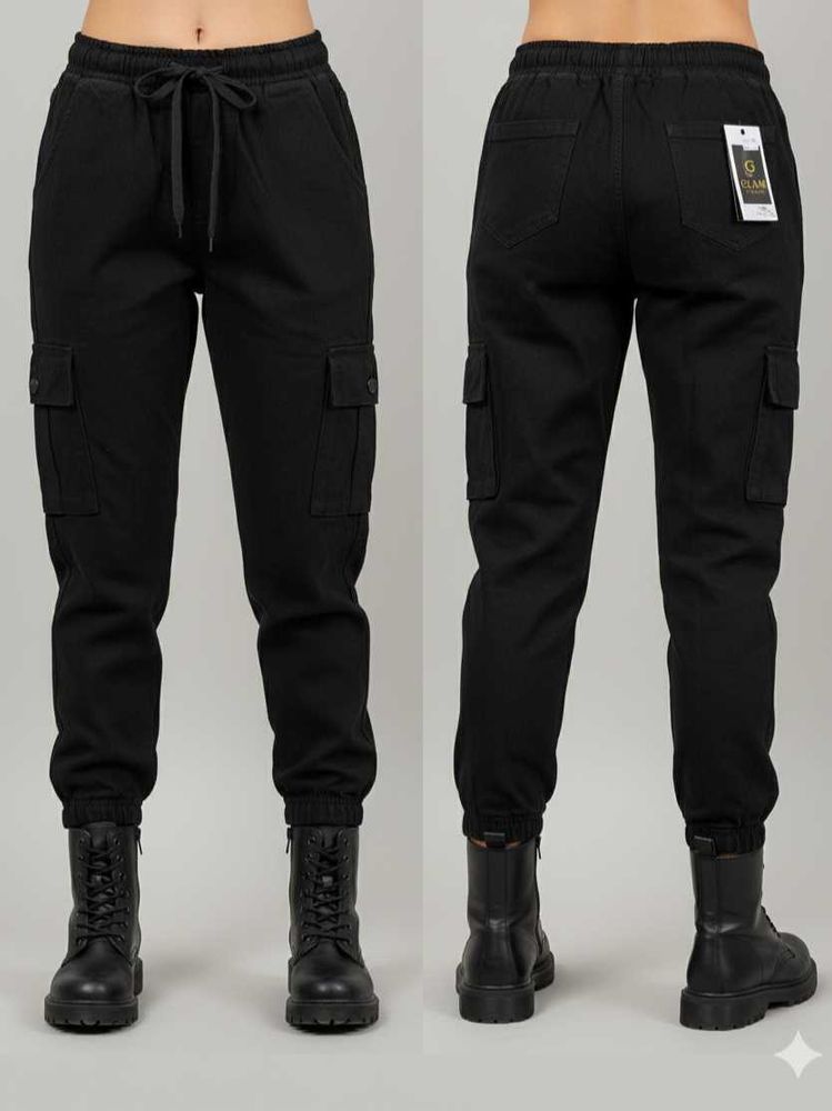 Cargo Jeans Joggers Black Denim Pants