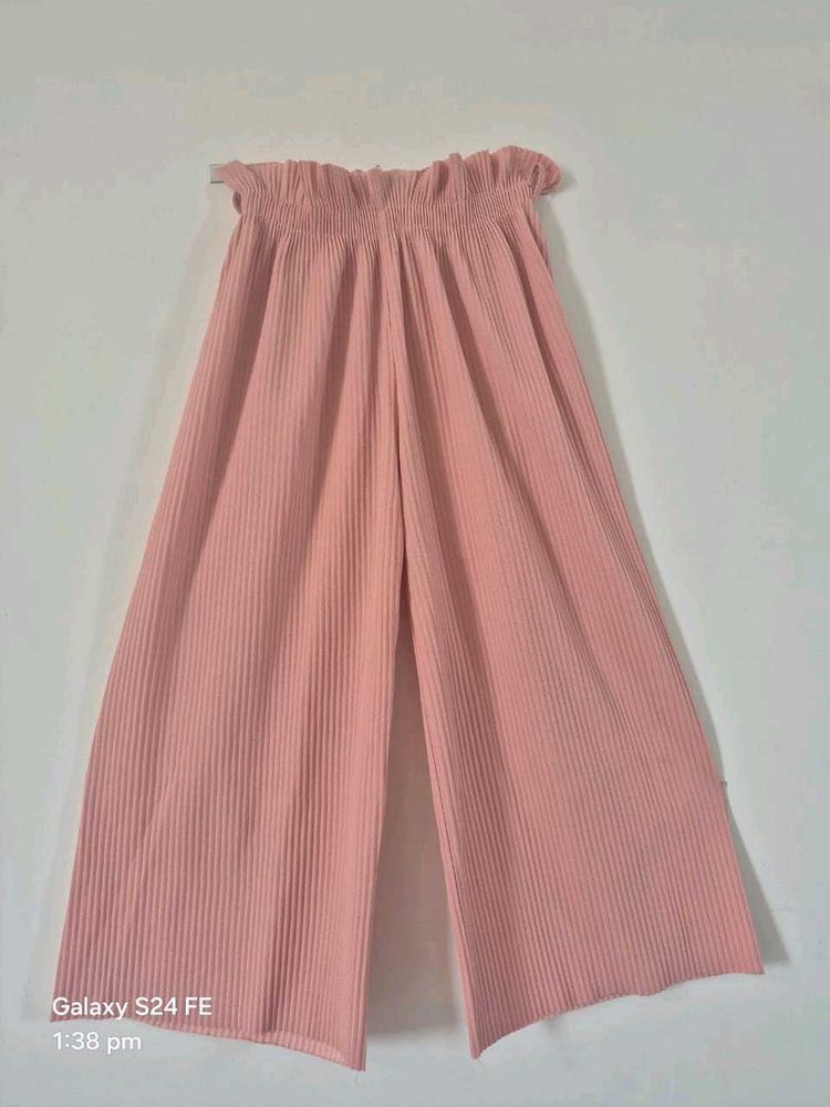 Pink Pleated Palazzo Pants