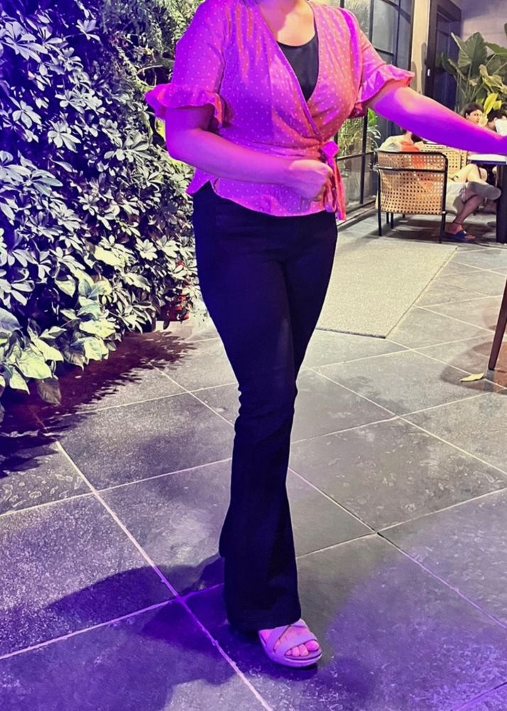 Pink Polka Dots Wrap Around Peplum Top Harpa Retro