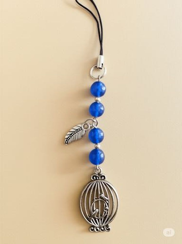 Blue Bead Birdcage Charm