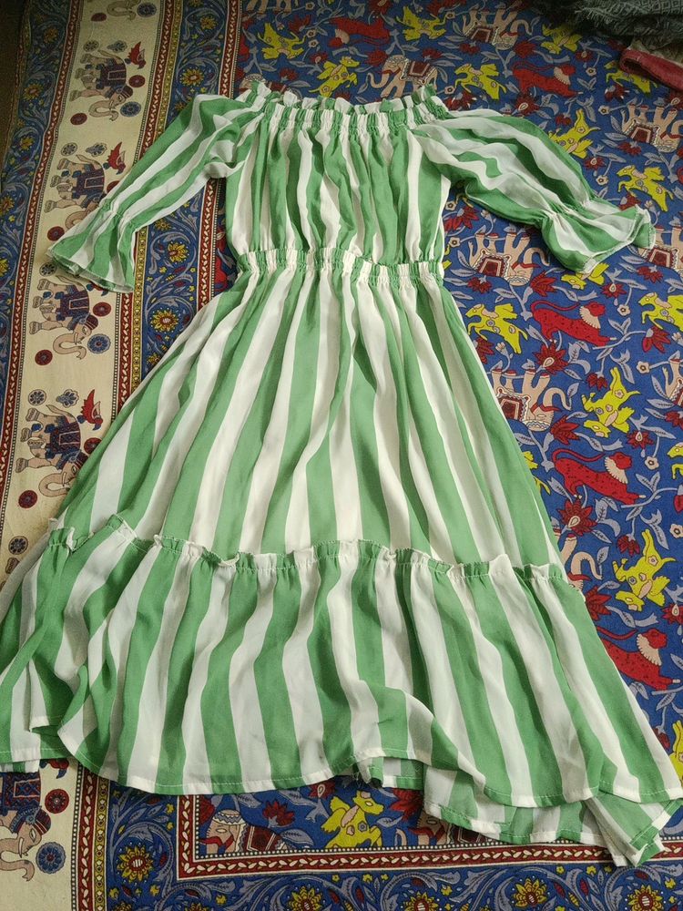 Green-white strips one piece, XS size