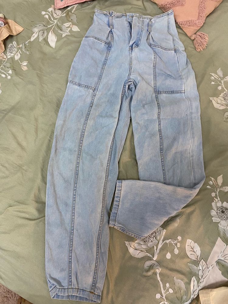 Light Wash High Waist Denim Pants