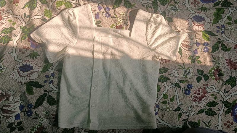 White Square Neck Top