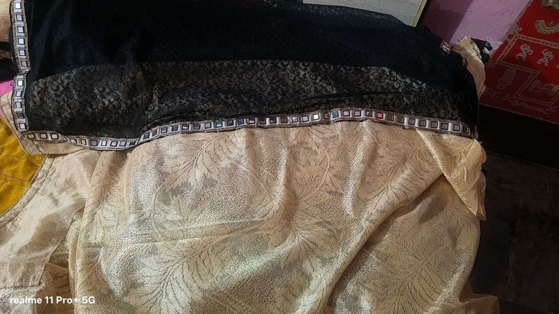 Elegant Black &amp; Gold Saree