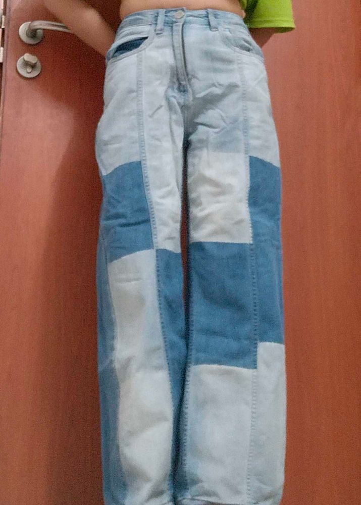 Patchwork Wide-leg Jeans