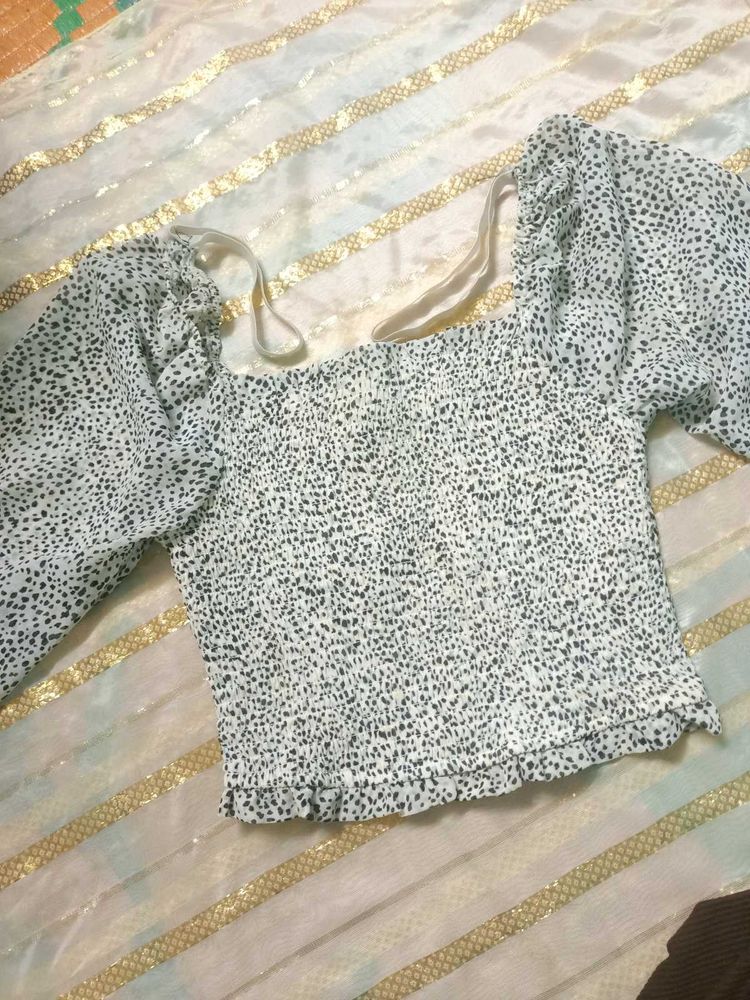 Spotted Square Neck Top