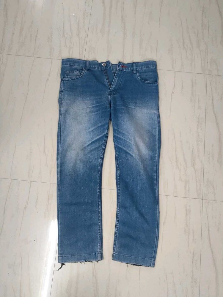 Navy blue straight fit denim