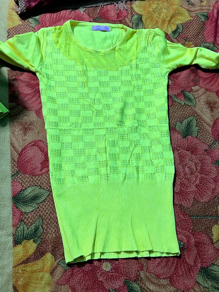 Lime Green Embellished Top