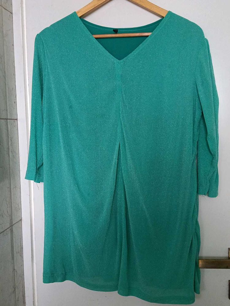 Green V-Neck Top