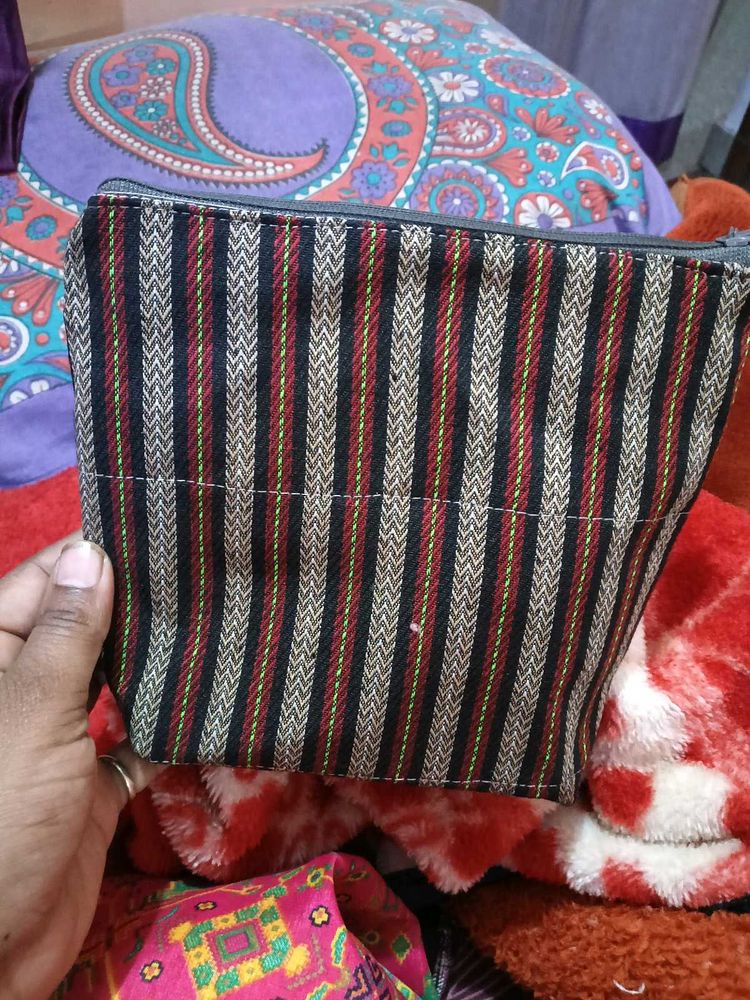 Striped Multi-Color Pouch