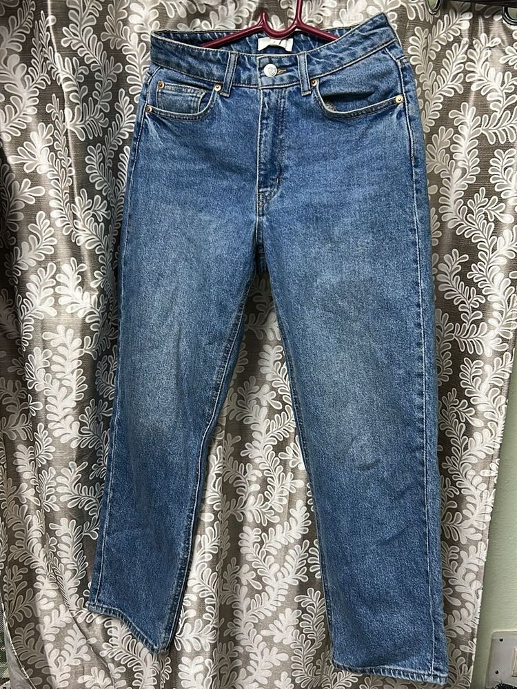 Blue Denim Straight Leg Jeans