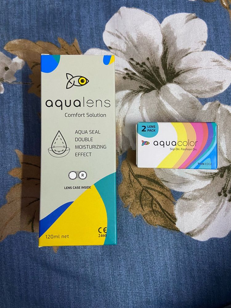 Colored Monthly Lens, Case And Solution