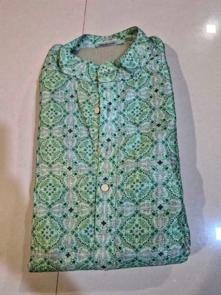 Green Patterned Kurta