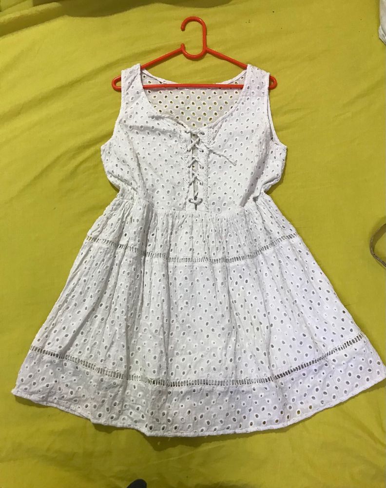 Cool Cotton White Mini Dress Bust 36