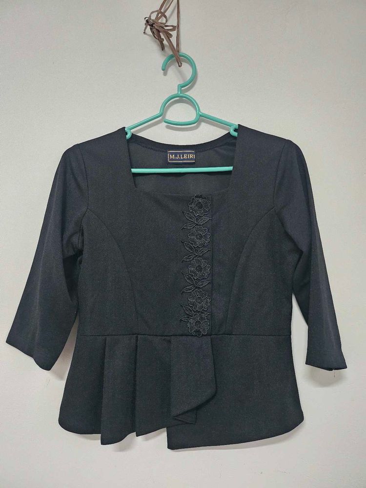 Elegant Black Peplum Top