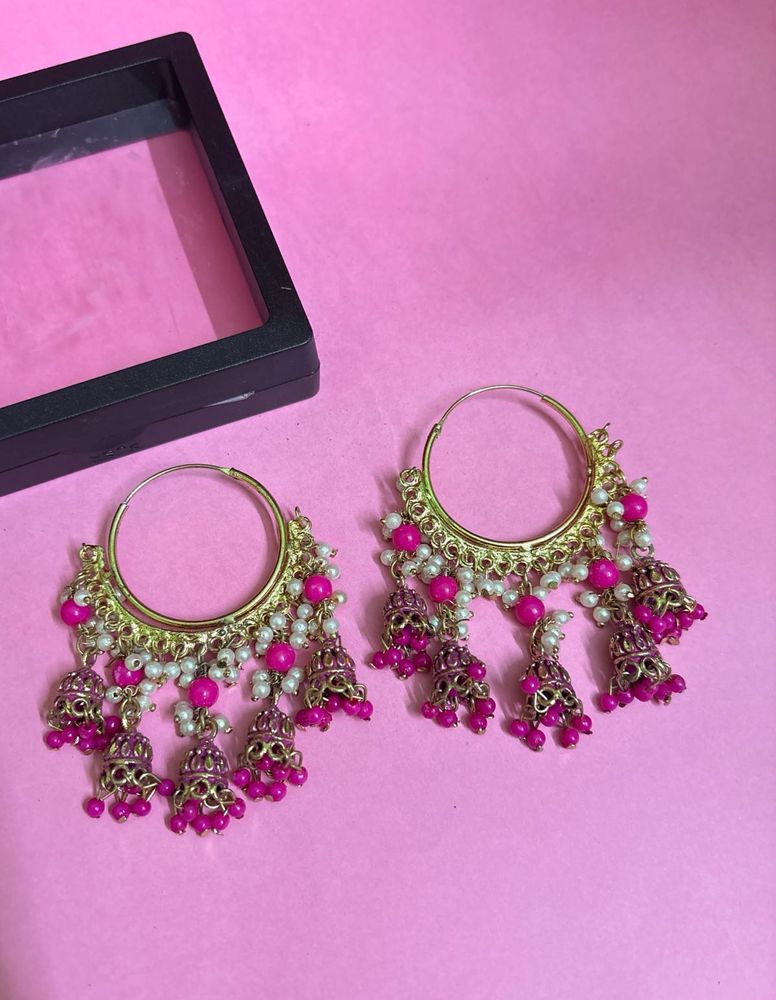 Pink Jhumka Earrings