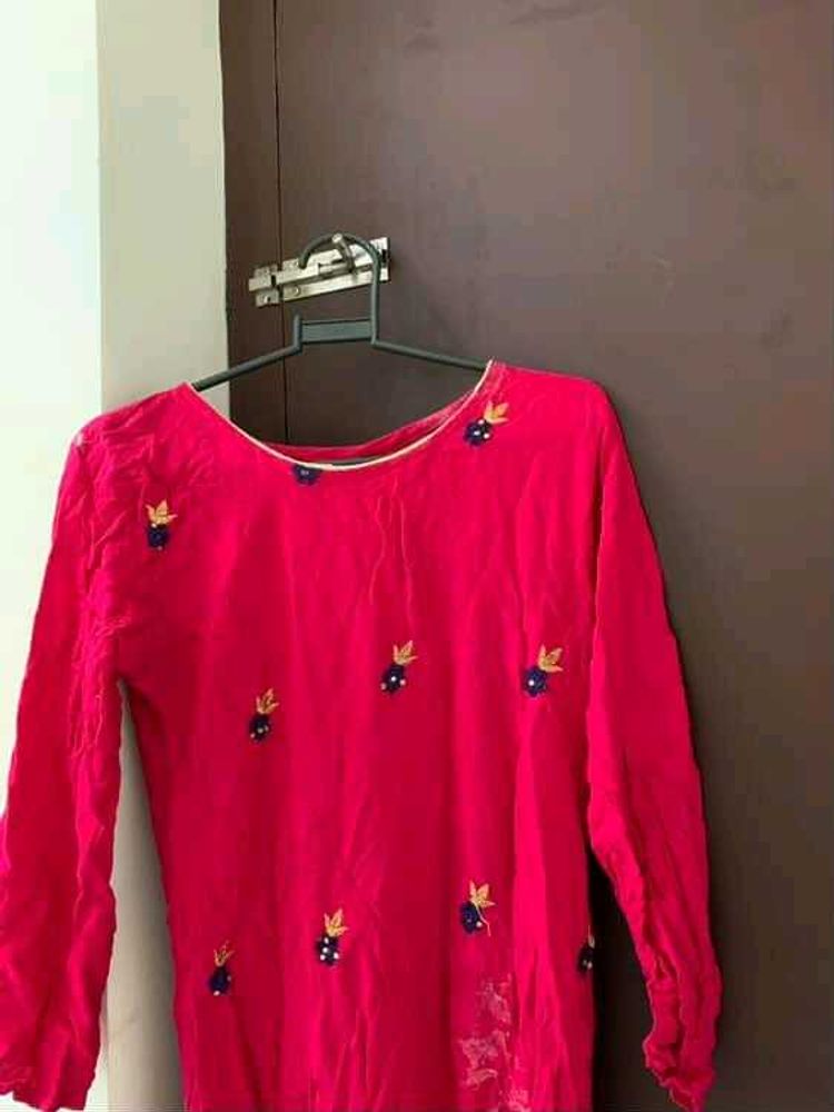 Pink Embroidered Kurti