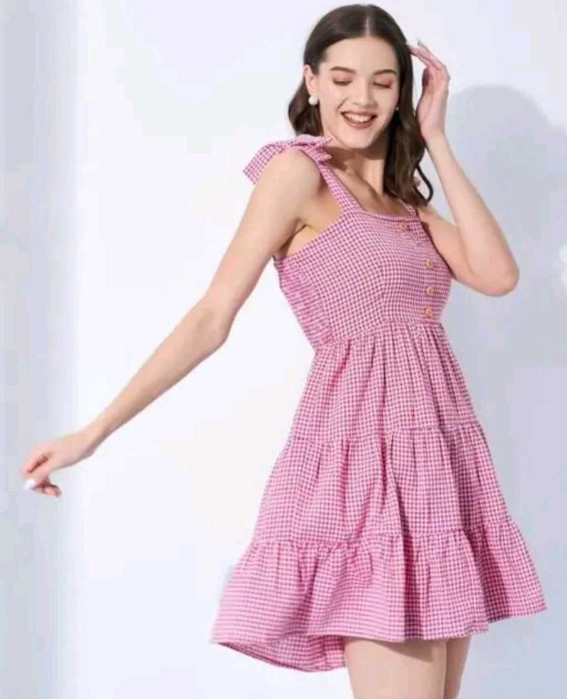Pink Gingham Ruffle Sundress
