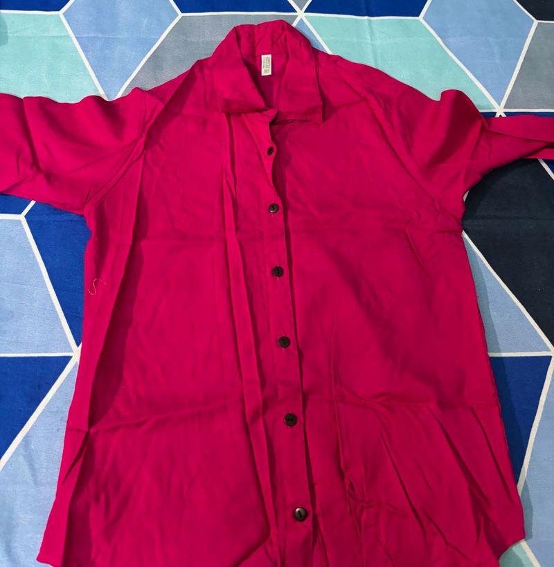 Magenta Button-Down Top