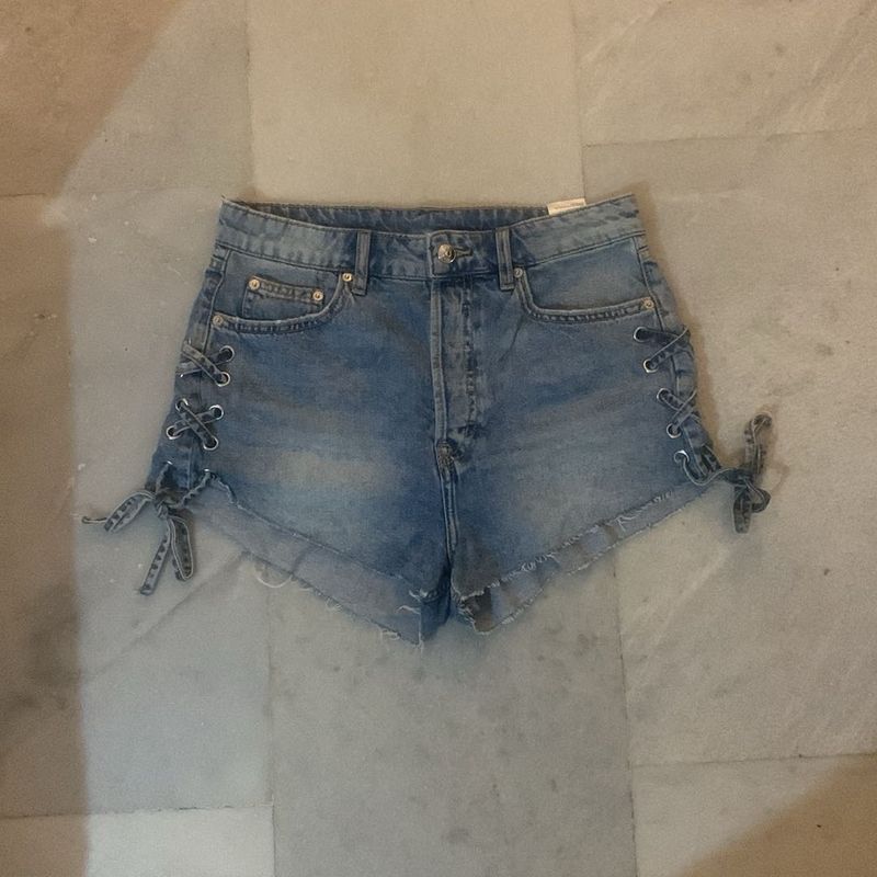 Lace-Up Denim Shorts
