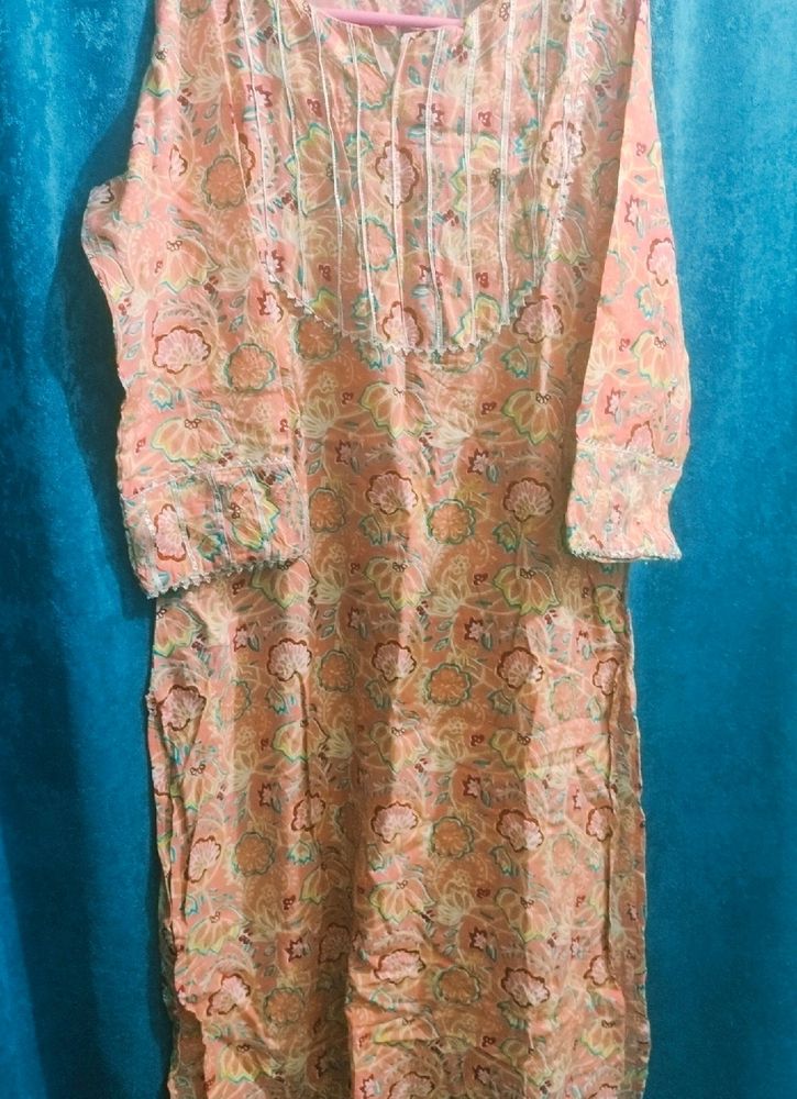 Peach Floral Kurti