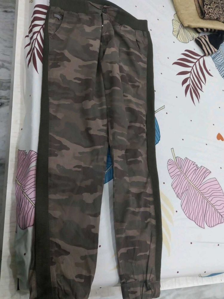 Camo Joggers with Side Stripe