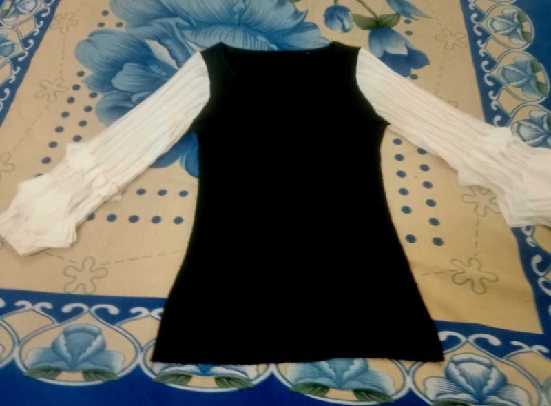 Black Dress with Sheer Sleeves