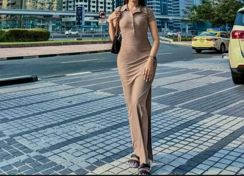 Brand New (Newme) Solid Slit Ribbed Dress