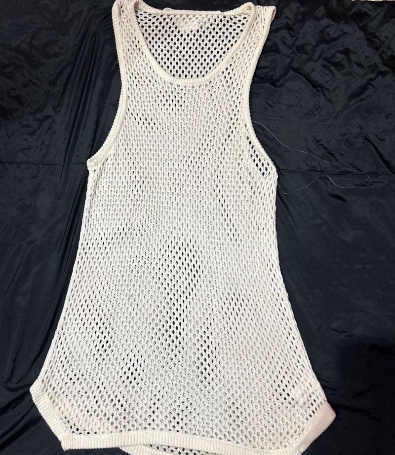White Crochet Tank Top
